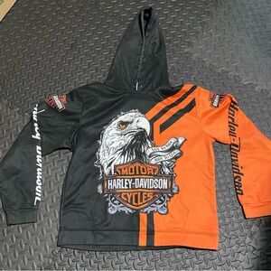 Harley-Davidson Men's Black and Orange Eagle Hoodie